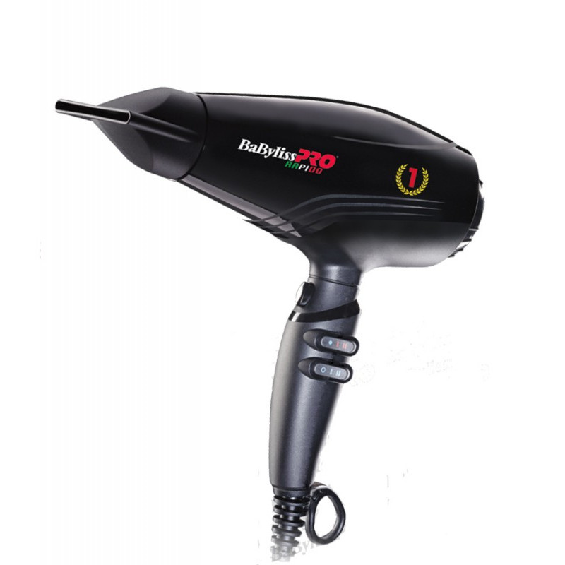 Asciugacapelli Babyliss Pro Pro Fast Leggero 2000 W. 399 Grm. Ionico Nero
