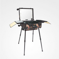 Bifull Professional Makeup Portable Vanity Case con gambe Barocco Giallo