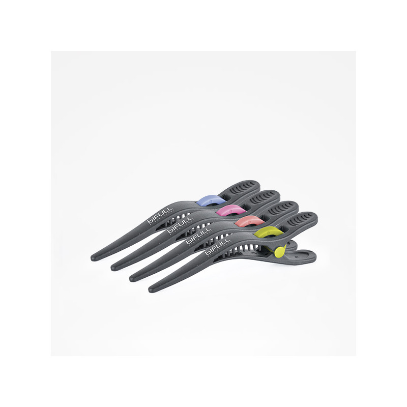 Bifull Pinzette di Separazione Nere con Dettagli Colorati 14cm (Confezione da 4 Unità)