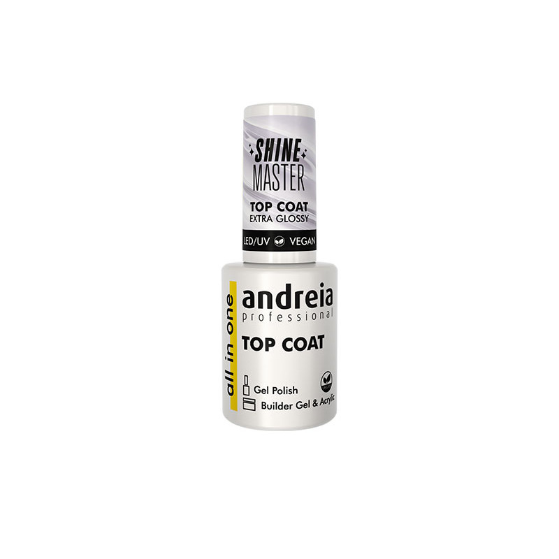Andreia Tutto in Uno Shine Master Top Coat - Extra Lucido - Vegano (10,5ml)