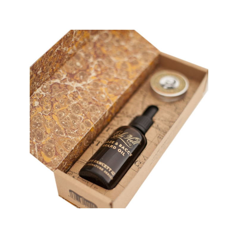 Captain Fawcett's Ricki Hall Booze & Baccy Pack Olio da Barba e Cera per Baffi