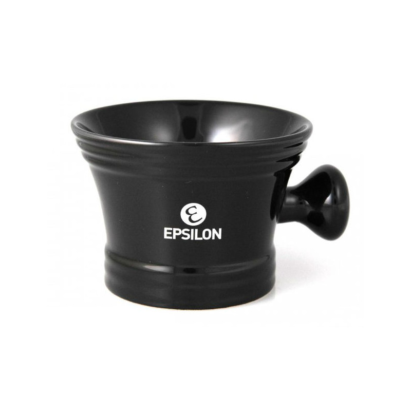 Epsilon Ciotola da barba in ceramica nera con Supporto