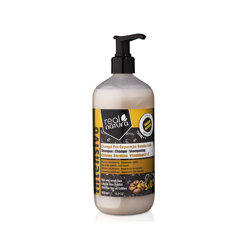 Real Natura Pro-Cor Riparazione Bomba Caffè Shampoo Senza Sale (500ml)